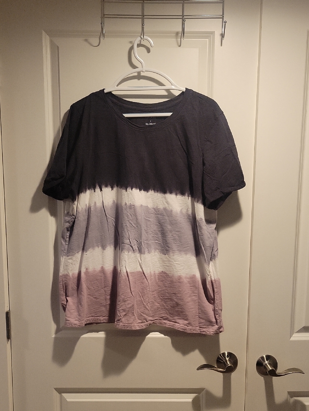 Striped Dip-Dye Tee in Black, Gray & Mauve